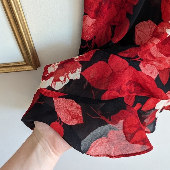 Vintage Mesh Floral Asymmetrical Midi Dress - Picture 4 of 6